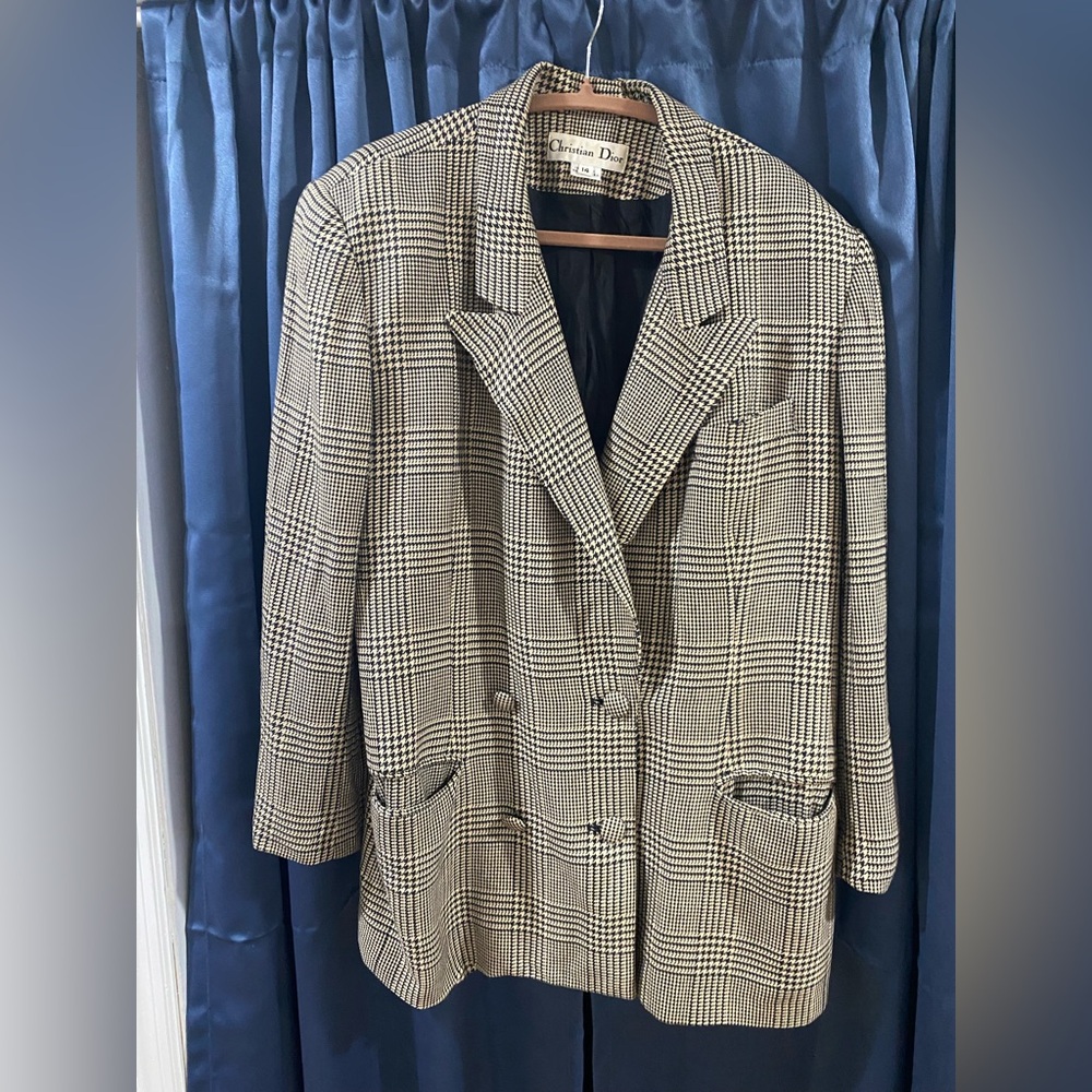 Dior Houndstooth Blazer in Black and Cream